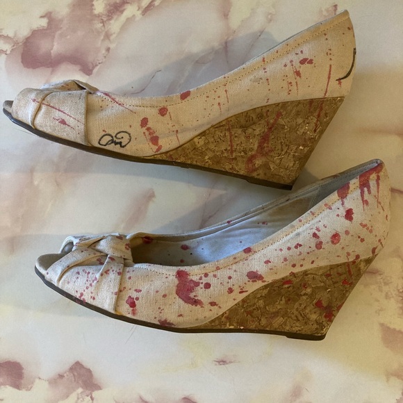 Handpainted canvas wedge sandals- Aliens - Picture 3 of 8